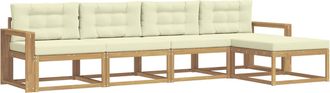 vidaXL Conjunto De Sof&aacute;s De Exterior 4 Uds. Blanco Y Crema Poli&eacute;ster Vidaxl