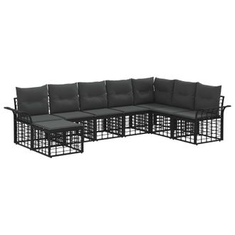 vidaXL Conjunto De Sof&aacute;s De Exterior 8 Pcs Negro Y Gris Oscuro Vidaxl