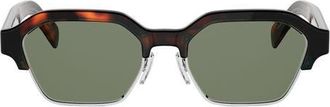 Celine Combi 53mm Geometric Sunglasses in Dark Havana/green at Nordstrom