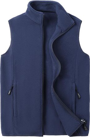 Generic Men Vest Slim Fit Polar Fleece Thicken Warm Men Pockets Vest Casual High Neck Men Solid Color Basic Vest Youth Men Mountaineering Sport Outdoor Vest G