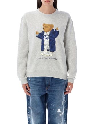Ralph Lauren Grey Crewneck Logo Print Sweatshirt