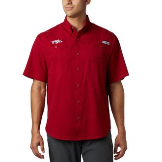 Columbia Short Sleeve Collegiate Tamiami Shirt Top In Red