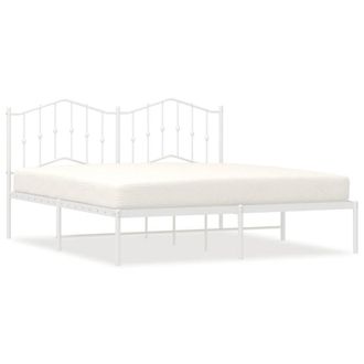 Berkfield Home Metal Bed Frame with Headboard White 183x213 cm