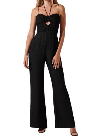 Astr Kamora Front Cutout Jumpsuit In Black