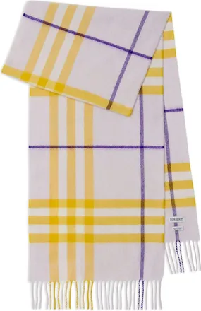 Burberry checked fringed-edge cashmere scarf - unisex - Cashmere - OS - Purple