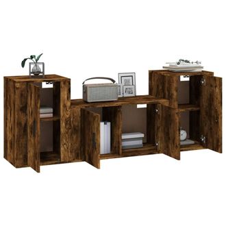 Berkfield Home Classic 3 Piece TV Cabinet Set Smoked Oak Engineered Wood in Brown