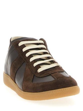 Maison Margiela Mens Brown Calfskin Athletic Sneakers