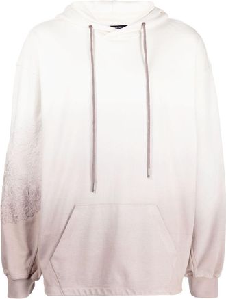 Songzio gradient-effect embroidered hoodie - men - Cotton - 46 - White