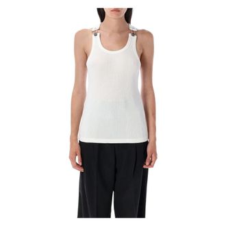 Jean Paul Gaultier Tops, Dames, Wit, S, Katoen, Witte Overall Gesp Tanktop Aw 25