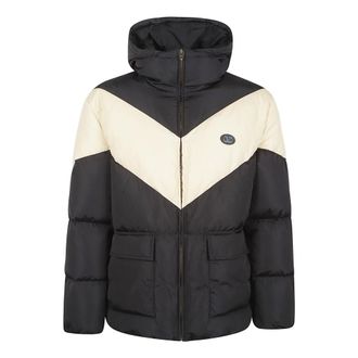 Valentino Garavani Jassen, Heren, Zwart, L, Nylon, Lichtgewicht Nylon Gewatteerde Jas met Capuchon, Ingezette V en VLogo Patch