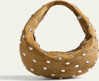 Khaite Olivia Medium Studded Suede Hobo Bag
