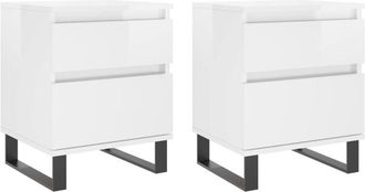 vidaXL Vidaxl - Bedside Cabinets 2 pcs High Gloss White 40x35x50 cm Engineered Wood
