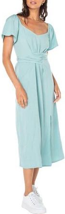 Roxy Bungalow Bliss Tie Back Midi Dress in Aquifer Solid at Nordstrom Rack, Size X-Large