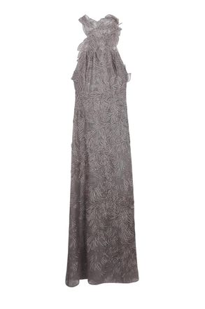 Alberta Ferretti Embroidered Long Dress - Grey