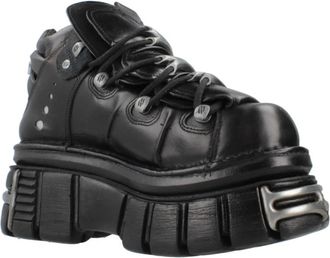 New Rock Stijlvolle Veterschoenen - Dames - Veterlaarzen - Zwart - 36 EU - Schoenen