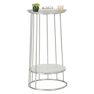 Dmora Dmora - Mesa De Caf&eacute; Ereniku, Mesa De Centro Baja, Revistero Para Sof&aacute;, Estante De La Sala De Estar, 40x40 H76 Cm, Plata