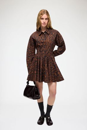 Ganni Rawhide Dress in Gradient Red Leopard - Size 32 Organic Cotton