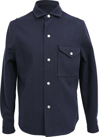 Ami Button Up Jacket in Black Wool