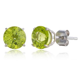 MAX + STONE 10k Yellow or White Gold 6mm Round Checkerboard Cut Gemstone Stud Earrings