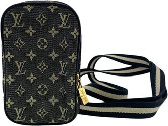 Louis Vuitton Black Noir Monogram Mini Canvas Leather Pochette Pouch (Pre-Owned)