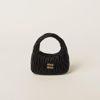 Miu Miu Wander Matelass&eacute; Nappa Leather Hobo Bag, Woman, Black