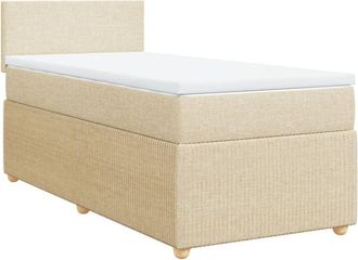 vidaXL Cama Box Spring Con Colch&oacute;n Tela Color Crema 100x200 Cm Vidaxl