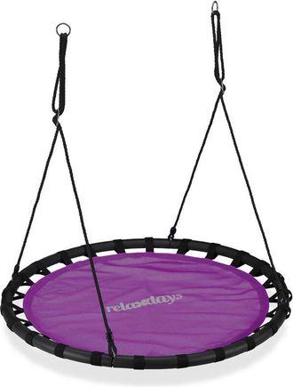 Relaxdays Relaxdays - Columpio Jard&iacute;n Redondo Ajustable Para Ni&ntilde;os Y Adultos, Hasta 100 Kg, Morado, &Oslash; 120 Cm