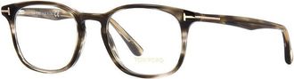 Tom Ford Eyeglasses Square Full Rim, Havana Frame And Clear Demo Lenses Lens Ft5505053