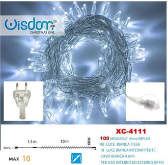 Trade Shop Trade Shop - Catena Luminosa 100luci Led Lucciole Bianco Fisso + Bianco Intermittente Xc-4111