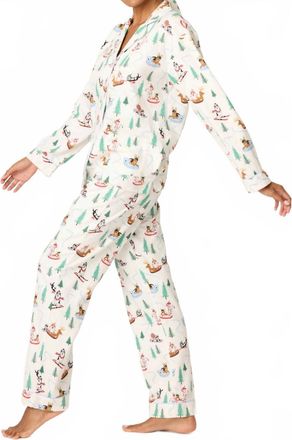 PJ Salvage Sleigh All Day 3-Piece Flannel Pajama Set In White