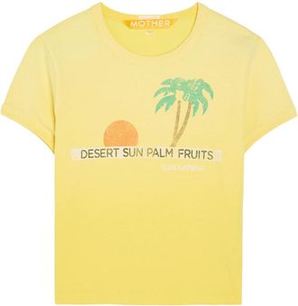 Mother The Itty Bitty Ringer Printed Cotton T-shirt - Yellow - S (UK8-10 / S)