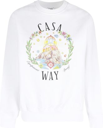 Casablanca White Casa Way Graphic-Printed Cotton Sweatshirt