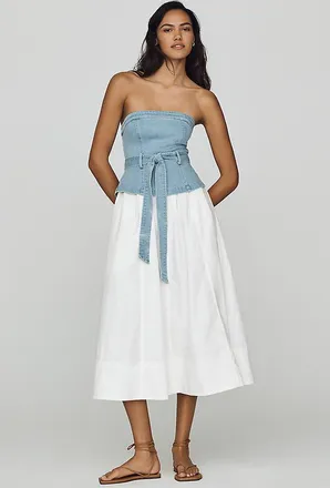En Saison Harlow 100% Cotton Twofer Midi Dress