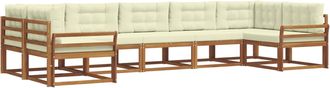vidaXL Conjunto De Sof&aacute;s De Exterior 7 Uds. Natural Y Crema Vidaxl