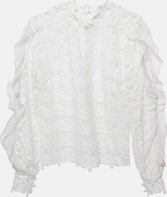 Self Portrait Floral Lace Sheer Blouse