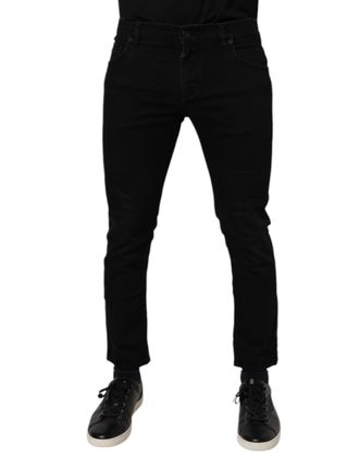 Dolce & Gabbana Black Cotton Stretch Skinny Men Denim Jeans Co+02 Clothing