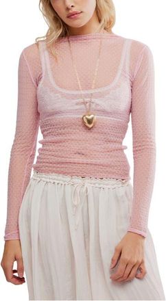 Free People Minding My Business Sheer Top in Tickled Pink at Nordstrom, Size X-Small