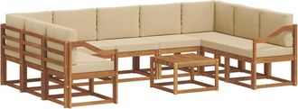 vidaXL Conjunto De Sof&aacute;s De Exterior 10 Uds. Natural Y Beige Vidaxl