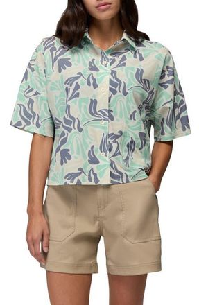 Prana Railay Crop Button-Up Shirt in Sea Glass Seaweed at Nordstrom, Size X-Large