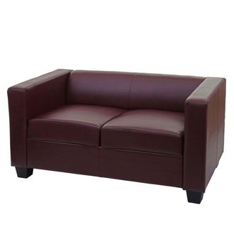 Hhg Divano Sofa 2 Posti Lounge Moderno Elegante Serie Lille M65 75x137x70cm Ecopelle Bordeaux