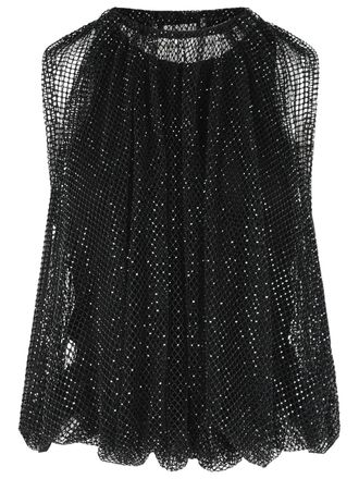 Sportmax Sportmax Nodo mesh-top met zwarte kristallen