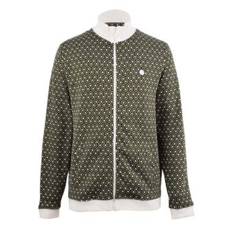 Pretty Green Heren Geometrisch Ritskraag Trainingsjack (Groen)