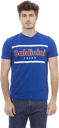 Baldinini Mens Crew Neck Tshirt Graphic Tee - Medium Blue Cotton - Size X-Small