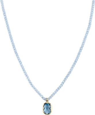 Jewelmak 14K Blue Topaz Necklace