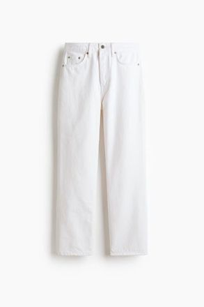 H&M Straight High Waist Ankle Jeans in White at Nordstrom, Size 12