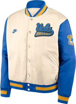 Nike UCLA Legacy Nike Mens College Full-Snap Bomber Jacket in Brown | 03O50JHCUCV-UXC