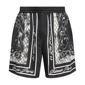 Balmain Casual Shorts, male, Black, Size: 2XL Printed Foulard Pyjama Shorts