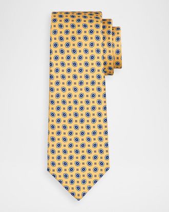 Kiton Men & apos;s Silk Micro-Floral 7-Fold Tie