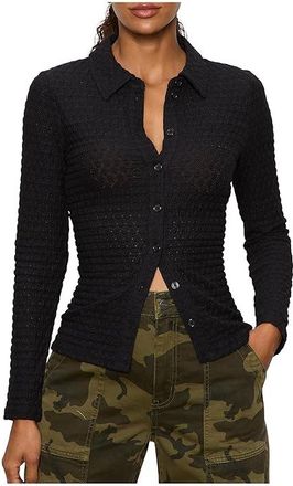 Sanctuary Dreamer Shirt Womens Long Sleeve Pullover Black : SM (US 4-6), Rayon/Viscose