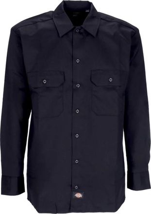 Dickies Zwarte werkoverhemd met lange mouwen - Heren - Casual Overhemden - Zwart - S - Katoen - Overhemden